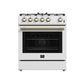 Forno FFSGS111630WHT Forno Leonardo Espresso 30-Inch White Gas Range, 5 Burners, 39,500 Btu, 5 Cu.Ft Convection Oven