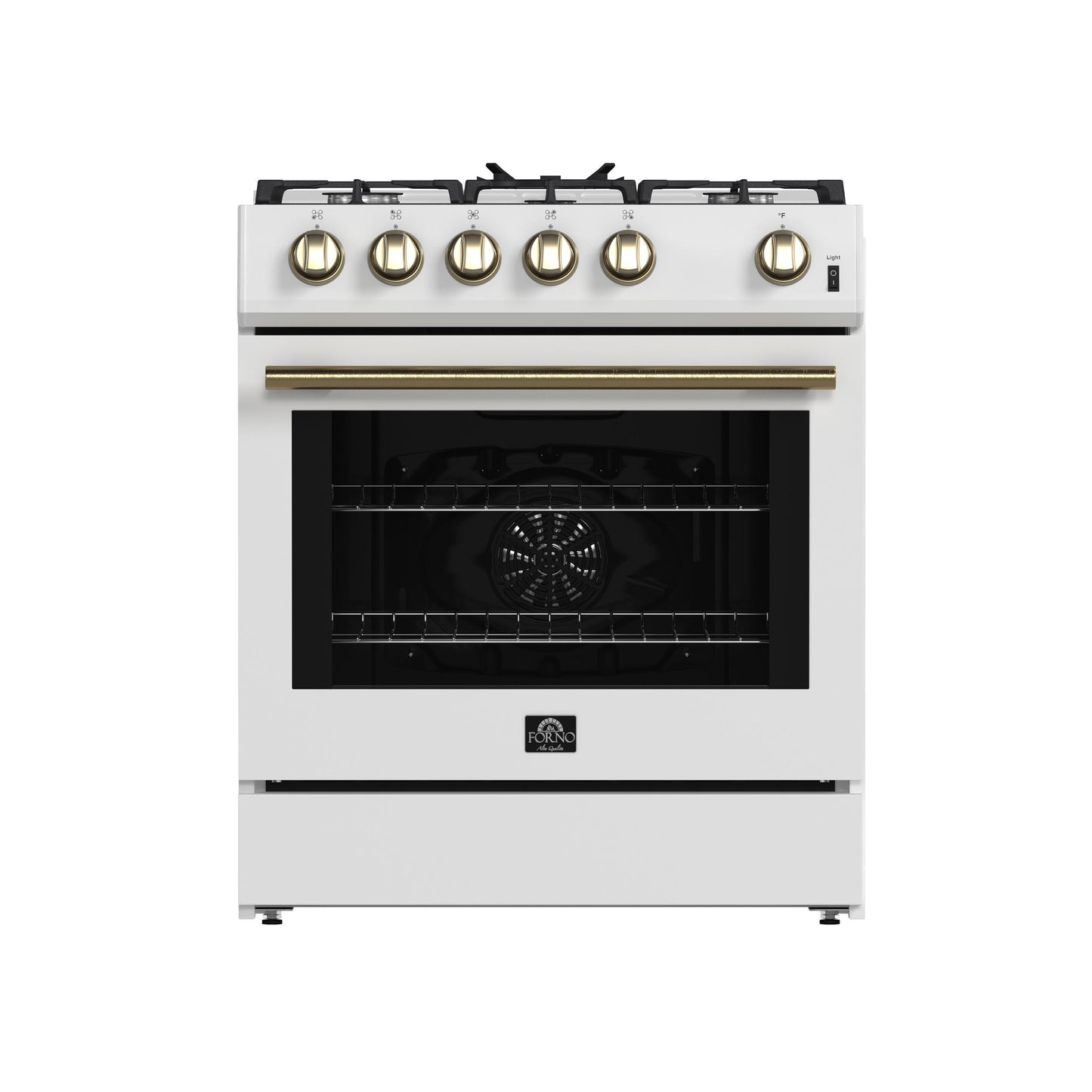 Forno FFSGS111630WHT Forno Leonardo Espresso 30-Inch White Gas Range, 5 Burners, 39,500 Btu, 5 Cu.Ft Convection Oven