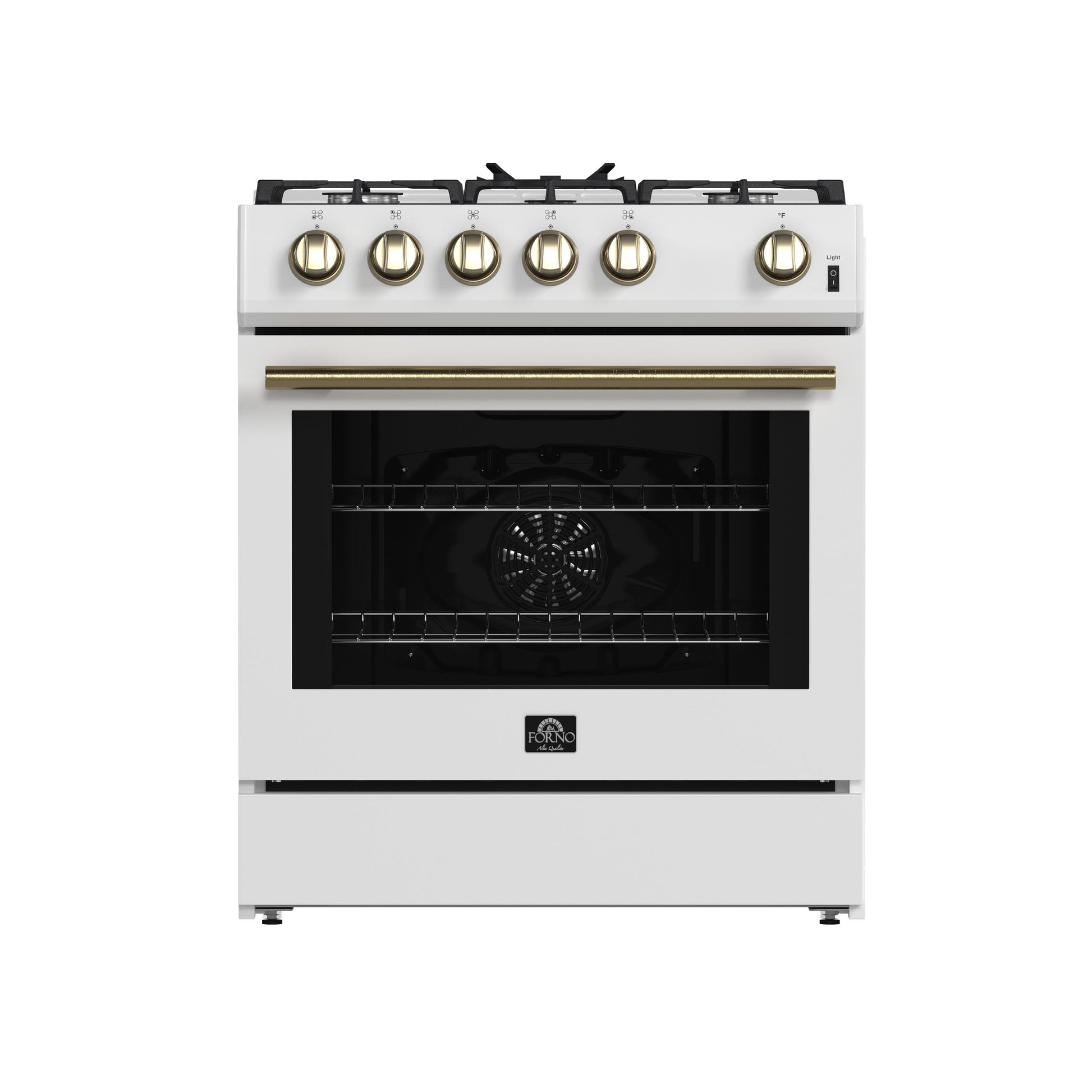 Forno FFSGS111630WHT Forno Leonardo Espresso 30-Inch White Gas Range, 5 Burners, 39,500 Btu, 5 Cu.Ft Convection Oven
