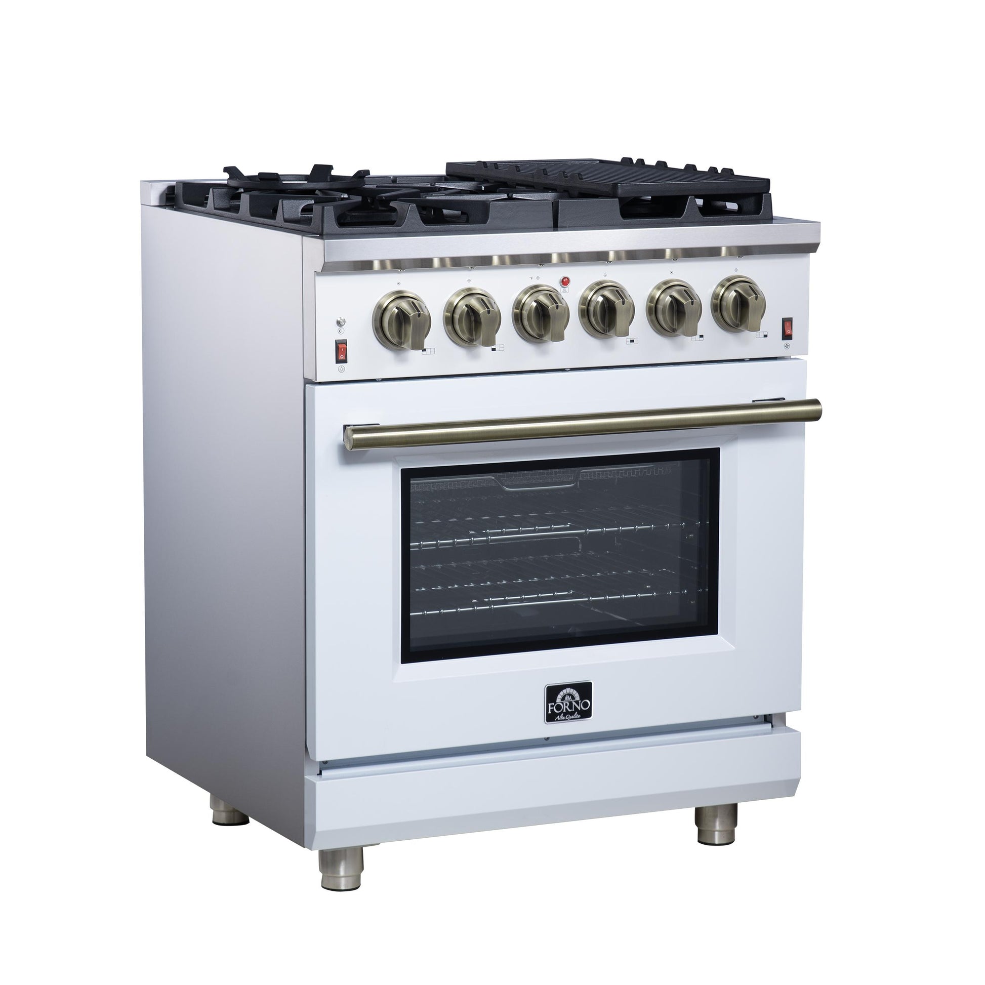 Forno FFSGS623930WHT Forno Massimo 30-Inch White Freestanding Gas Range, 5 Burners, True Convection Oven