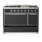 Ilve UM48FQNR3MGCLP Ilve Um48Fqnr3Mgclp Majestic Iii 48 Inch Dual Fuel Range With 8 Burners And Griddle, Dual Function Burner Up To 25,000 Btu (Liquid Propane, Solid Door, Graphite Matte, Chrome)