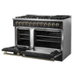 Forno FFSGS615648BLK Galiano 48-Inch Dual Fuel Range Black & Antique Brass Design With 8 Sealed Burners 107,000 Btu, 6.58 Cu. Ft. Double Ovens & Griddle