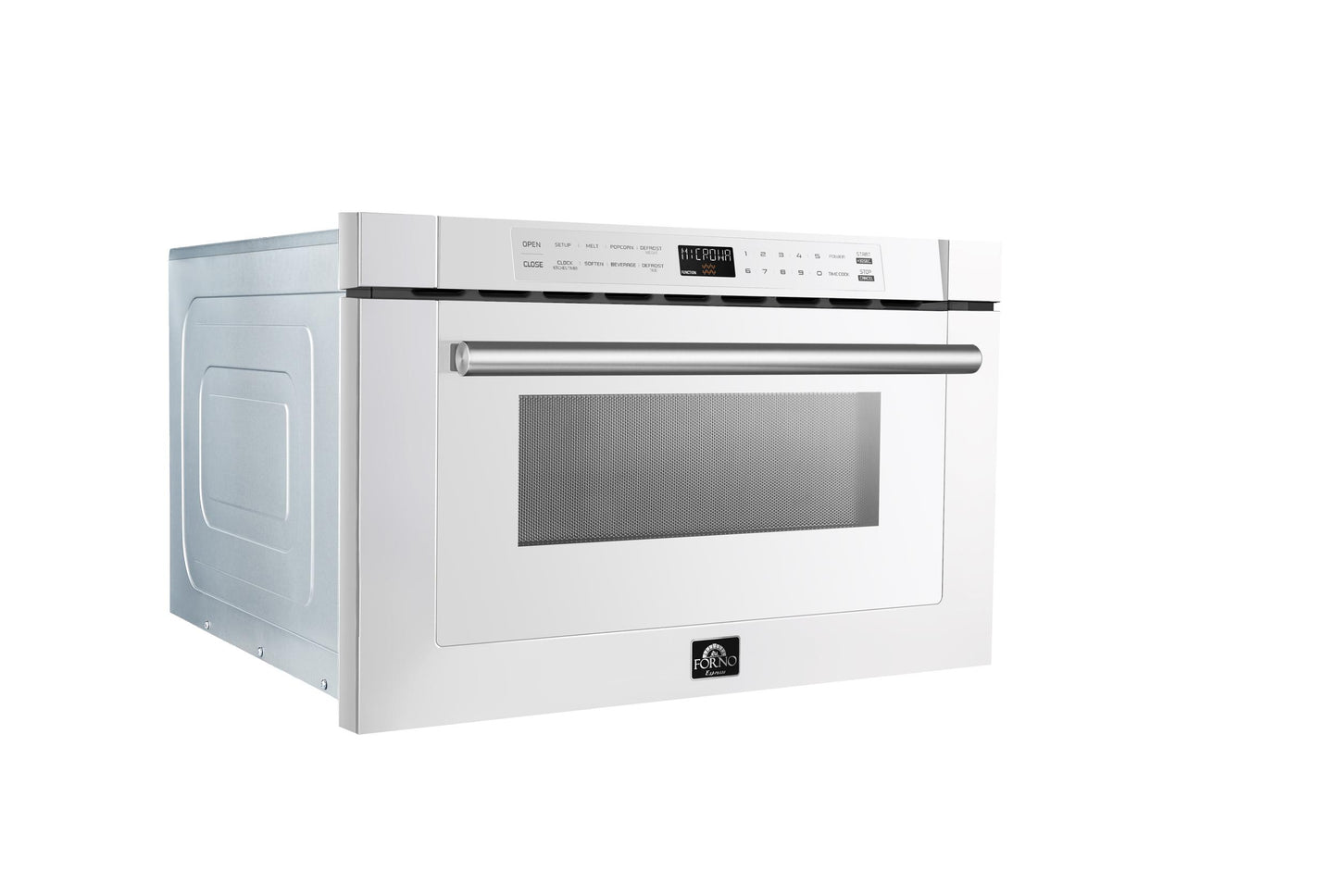 Forno FMWDR300024WHT Forno Capoliveri Espresso 24-Inch Microwave Drawer, White, 1.2 Cu.Ft, 1500 Watts, Built-In, Touch Control Lcd Display, Auto-Touch Open/Close, 11 Power Levels, Sensor Cooking