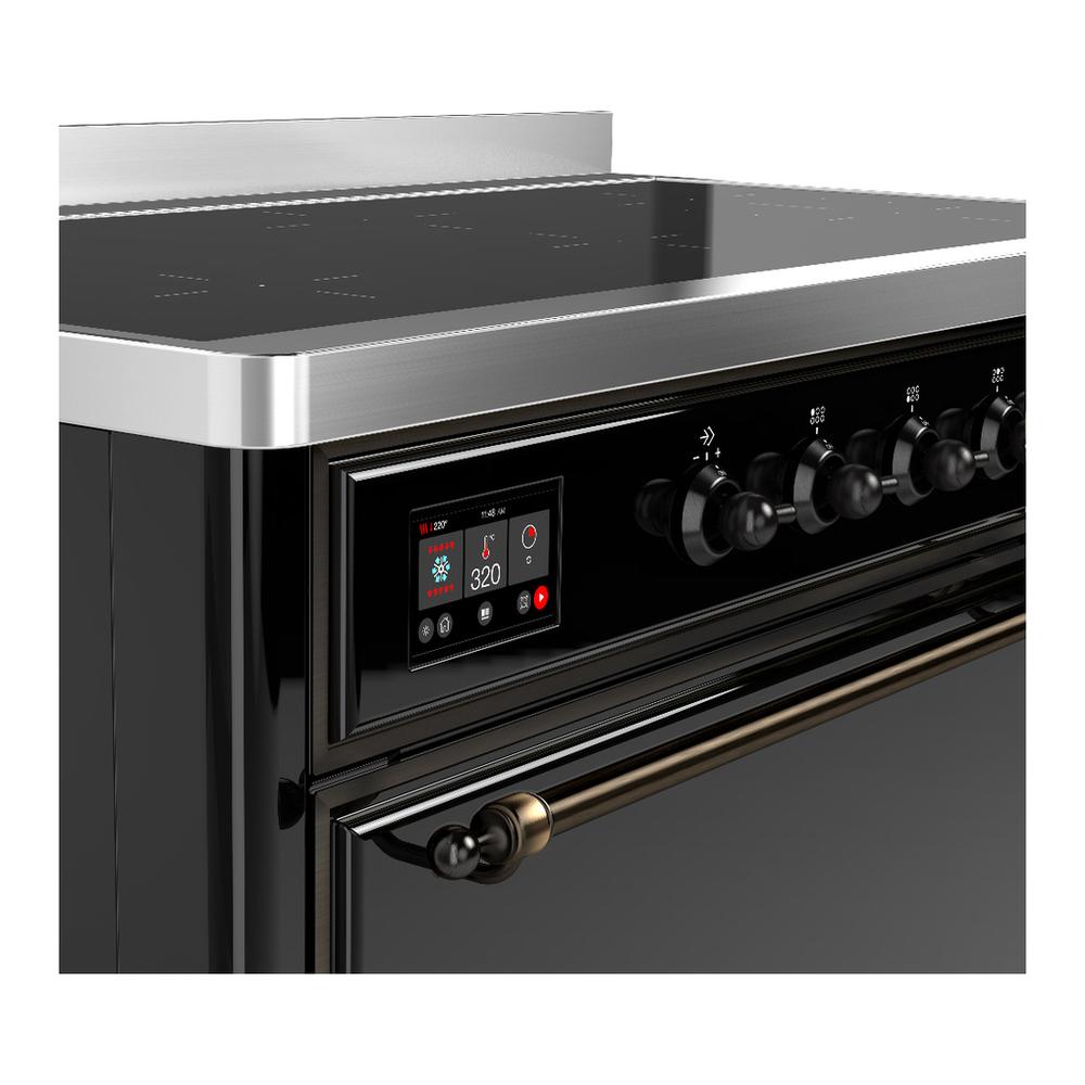 Ilve UMIB48QNR3BKB Ilve Umib48Qnr3Bkb Majestic Iii 48 Inch Induction Range With 6 Elements, 5.02 Cu. Ft. Total Oven Capacity (Solid Door, Glossy Black, Burnished)