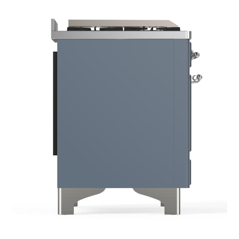 Ilve UM48FNR3BGCLP Ilve Um48Fnr3Bgclp Majestic Iii 48 Inch Dual Fuel Range With 8 Burners And Griddle, Dual Function Burner Up To 25,000 Btu (Liquid Propane, Triple Glass Door, Blue Grey, Chrome)