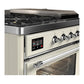 Ilve UM48FSNR3AWC Ilve Um48Fsnr3Awc Majestic Iii 48 Inch Dual Fuel Range With 5 Black Brass Burners, Griddle And French Top, Dual Function Burner Up To 25,000 Btu (Natural Gas, Triple Glass Door, Antique White, Chrome)