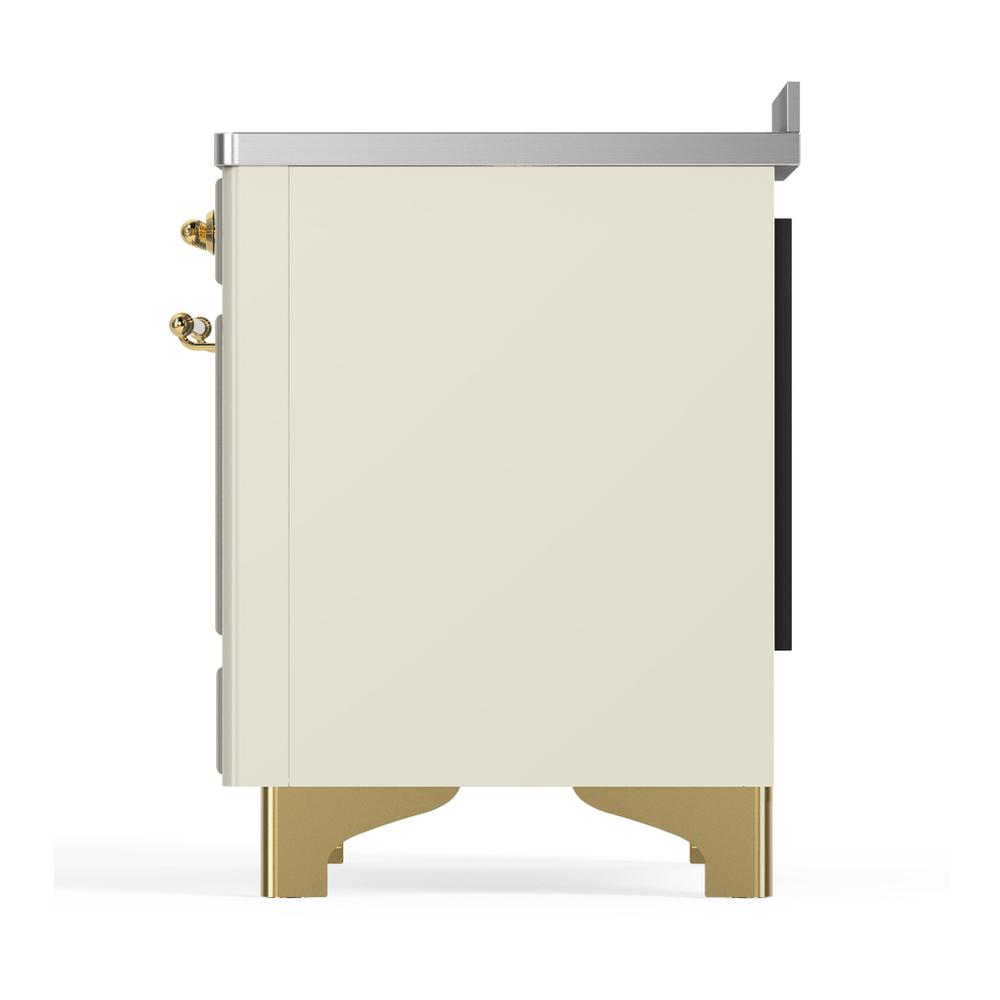 Ilve UMIB48QNR3AWG Ilve Umib48Qnr3Awg Majestic Iii 48 Inch Induction Range With 6 Elements, 5.02 Cu. Ft. Total Oven Capacity (Solid Door, Antique White, Brass)