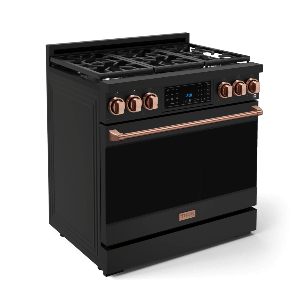 Thor Kitchen RSG36BLPRSG 36 Inch Professional Lp Range With Tilt Panel Touch Control In Black/Rose Gold Gordon Ramsay Series - Rsg36Blp-Rsg