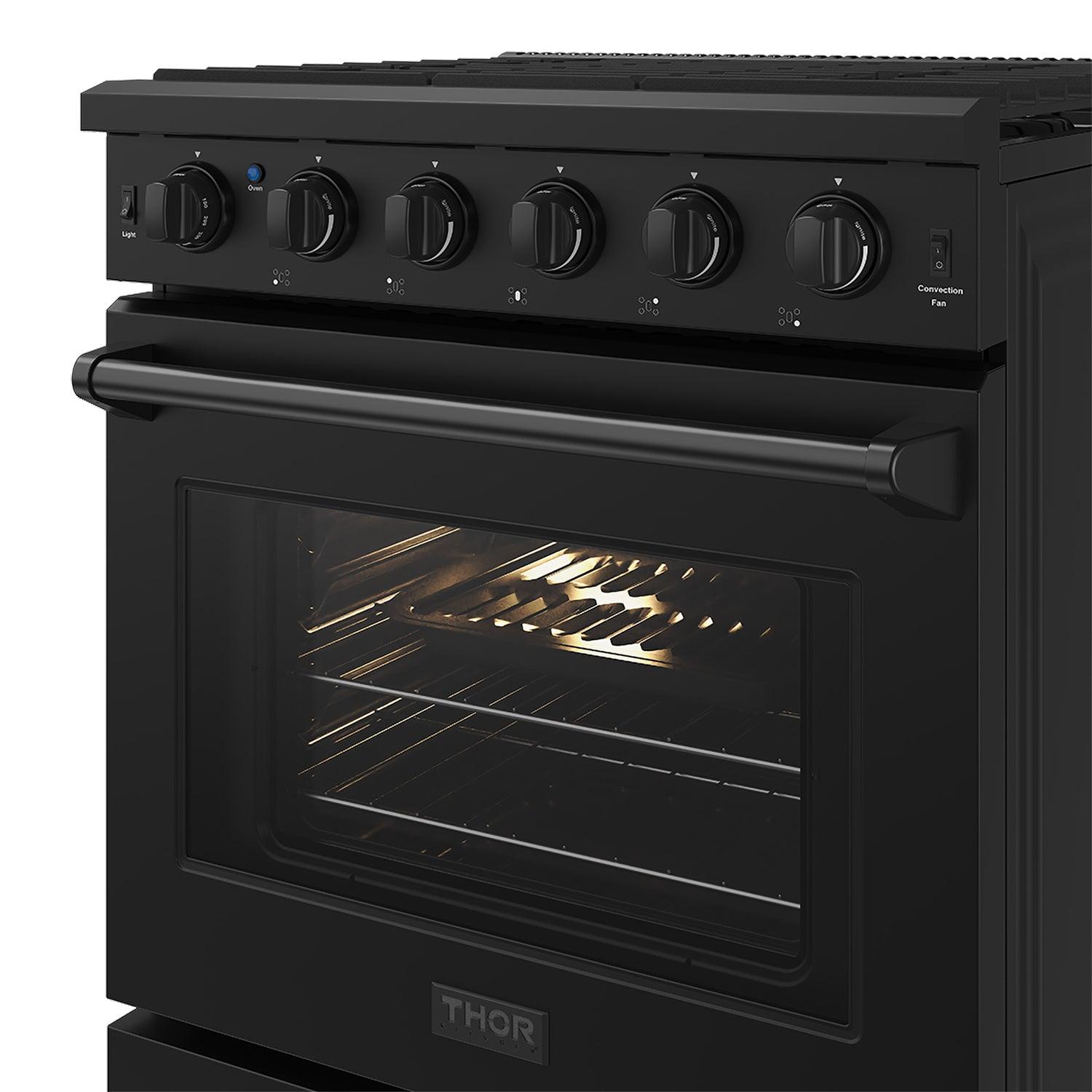 Thor Kitchen LRG3001UB 30 Inch Professional Gas Range In Black