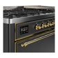 Ilve UM60FQNR3MGG Ilve Um60Fqnr3Mgg Majestic Iii 60 Inch Dual Fuel Range With 9 Burners And Griddle, Dual Function Burner Up To 25,000 Btu (Natural Gas, Solid Door, Graphite Matte, Brass)
