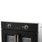 Forno FBOEL133330BLK Forno Asti 30-Inch French Door Electric Wall Oven In Black & Antique Brass, 3.68 Cu. Ft. True Convection, 3,600W, Air Fry, Sous Vide, Self-Clean