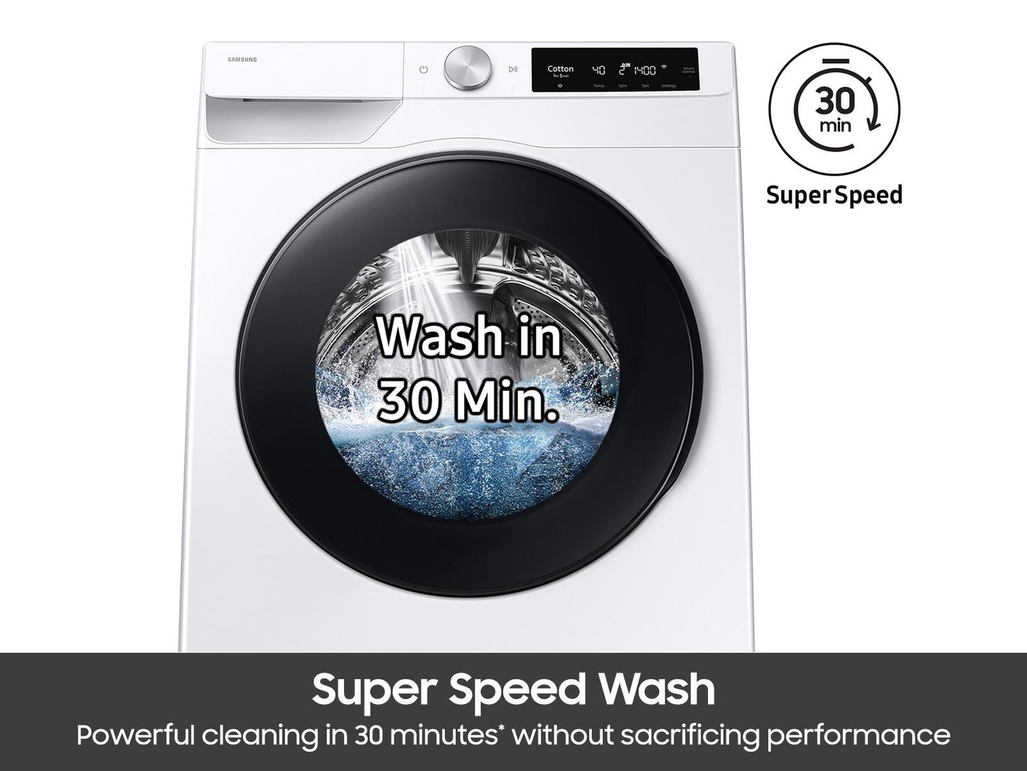 Samsung WW25FG6B34BE Compact Front Load Washer Wi-Fi Connectivity Super Speed Wash 2.5 Cu.Ft.