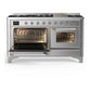 Ilve UM60FNR3SSCLP Ilve Um60Fnr3Ssclp Majestic Iii 60 Inch Dual Fuel Range With 9 Burners And Griddle, Dual Function Burner Up To 25,000 Btu (Liquid Propane, Triple Glass Door, Stainless Steel, Chrome)