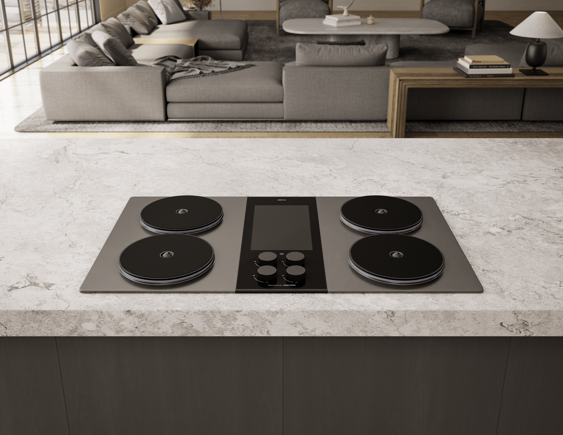 Zephyr ZHCT136AC Hypercore Induction Cooktop, 36In, Charcoal, Requires Battery