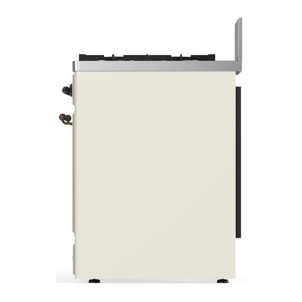 Ilve UM30QNR3AWBLP Ilve Um30Qnr3Awblp Majestic Iii 30 Inch Dual Fuel Range With 5 Black Brass Burners, Dual Function Burner Up To 25,000 Btu (Liquid Propane, Solid Door, Antique White, Burnished)