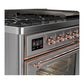 Ilve UM48FNR3SSP Ilve Um48Fnr3Ssp Majestic Iii 48 Inch Dual Fuel Range With 8 Burners And Griddle, Dual Function Burner Up To 25,000 Btu (Natural Gas, Triple Glass Door, Stainless Steel, Copper)