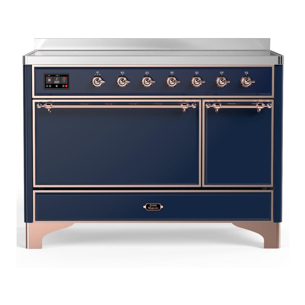 Ilve UMIB48QNR3MBP Ilve Umib48Qnr3Mbp Majestic Iii 48 Inch Induction Range With 6 Elements, 5.02 Cu. Ft. Total Oven Capacity (Solid Door, Midnight Blue, Copper)