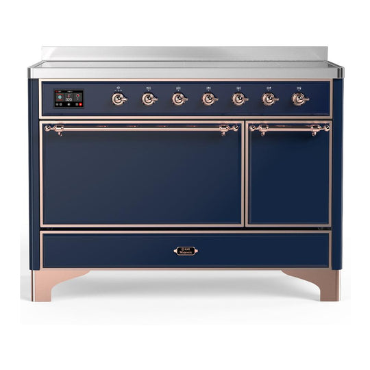 Ilve UMIB48QNR3MBP Ilve Umib48Qnr3Mbp Majestic Iii 48 Inch Induction Range With 6 Elements, 5.02 Cu. Ft. Total Oven Capacity (Solid Door, Midnight Blue, Copper)