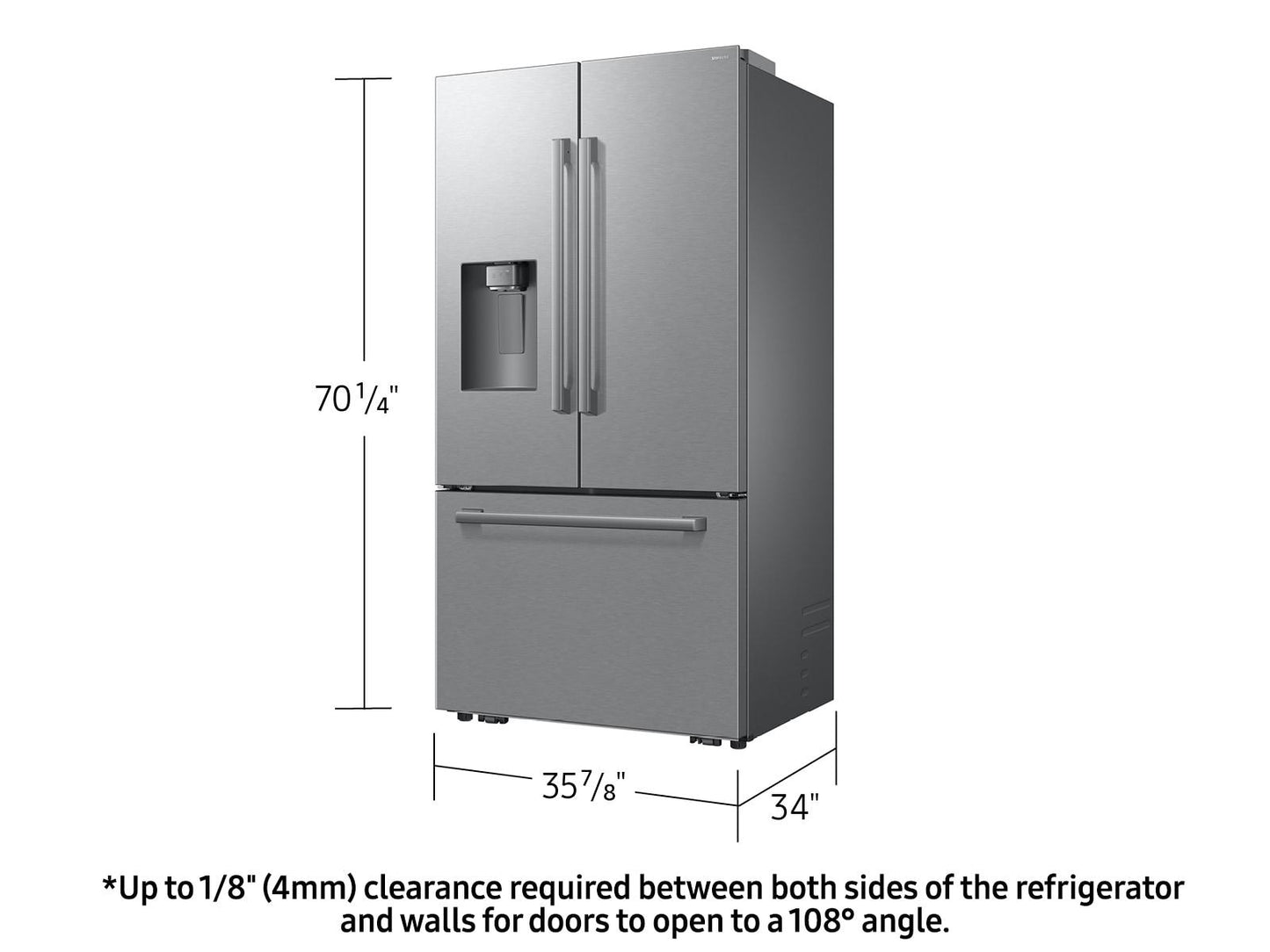Samsung RF70H30GER Bespoke Ai 3-Door French Door Zero Clearance Fit Sphere Ice™ 29 Cu. Ft.