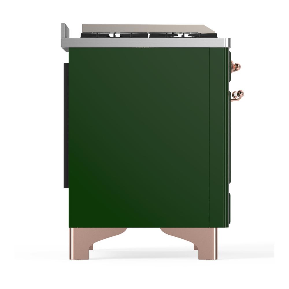 Ilve UM48FQNR3EGP Ilve Um48Fqnr3Egp Majestic Iii 48 Inch Dual Fuel Range With 8 Burners And Griddle, Dual Function Burner Up To 25,000 Btu (Natural Gas, Solid Door, Emerald Green, Copper)
