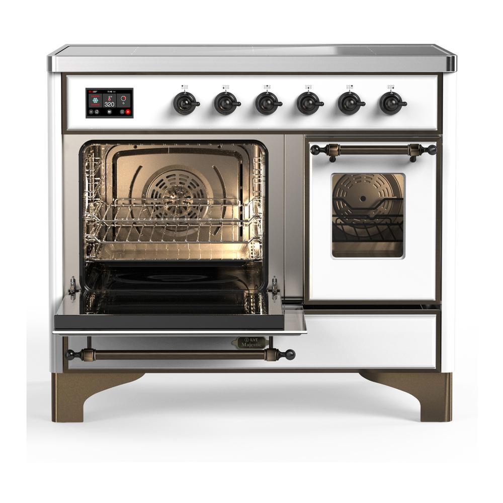 Ilve UMDIB40NR3WHB Ilve Umdib40Nr3Whb Majestic Iii 40 Inch Induction Range With 6 Elements, 3.82 Cu. Ft. Total Oven Capacity (Triple Glass Door, White, Burnished)