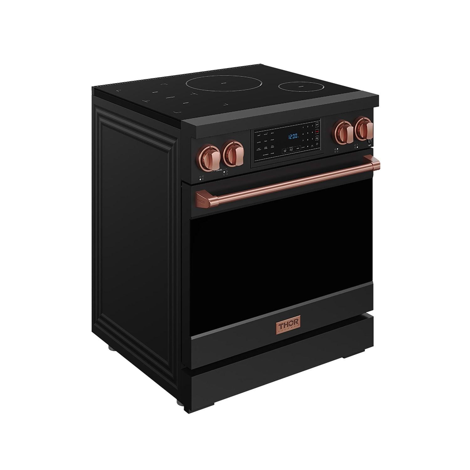 Thor Kitchen RSI30BRSG 30 Inch Professional Induction Range With Tilt Panel Touch Control In Black And Rose Gold Gordon Ramsay Series