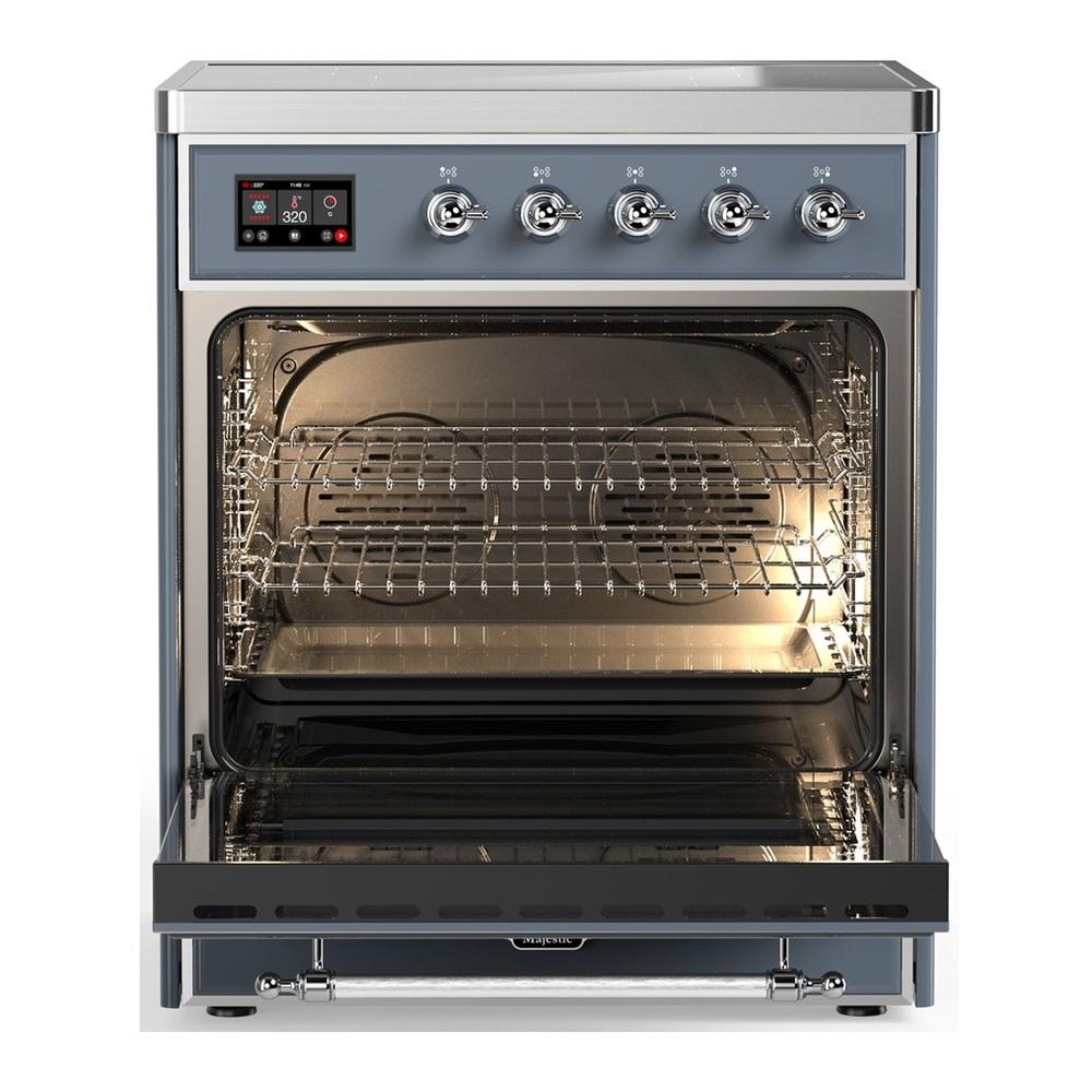 Ilve UMIB30QNR3BGC Ilve Umib30Qnr3Bgc Majestic Iii 30 Inch Induction Range With 4 Elements, 4 Cu. Ft. Oven Capacity (Solid Door, Blue Grey, Chrome)