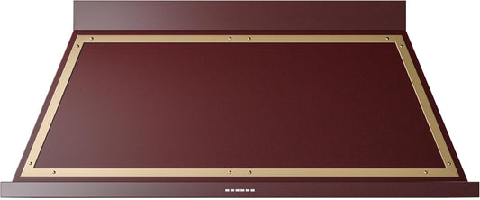 Ilve UANB60BUG Ilve Uanb60Bug Nostalgie 60" Hood In Burgundy With Brass Trim