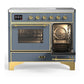 Ilve UMDIB40NR3BGG Ilve Umdib40Nr3Bgg Majestic Iii 40 Inch Induction Range With 6 Elements, 3.82 Cu. Ft. Total Oven Capacity (Triple Glass Door, Blue Grey, Brass)