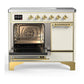 Ilve UMDIB40QNR3AWG Ilve Umdib40Qnr3Awg Majestic Iii 40 Inch Induction Range With 6 Elements, 3.82 Cu. Ft. Total Oven Capacity (Solid Door, Antique White, Brass)