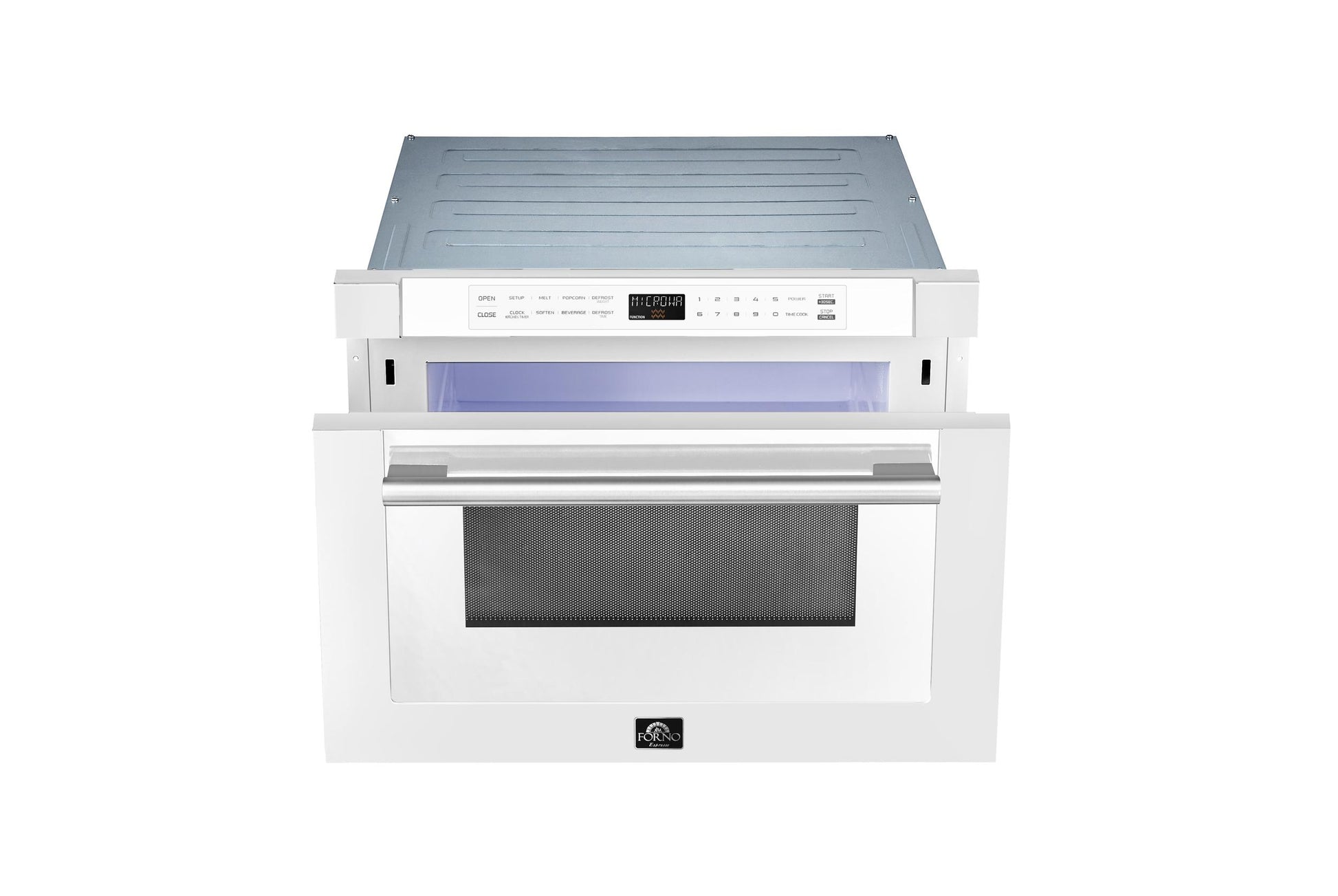 Forno FMWDR300024WHT Forno Capoliveri Espresso 24-Inch Microwave Drawer, White, 1.2 Cu.Ft, 1500 Watts, Built-In, Touch Control Lcd Display, Auto-Touch Open/Close, 11 Power Levels, Sensor Cooking