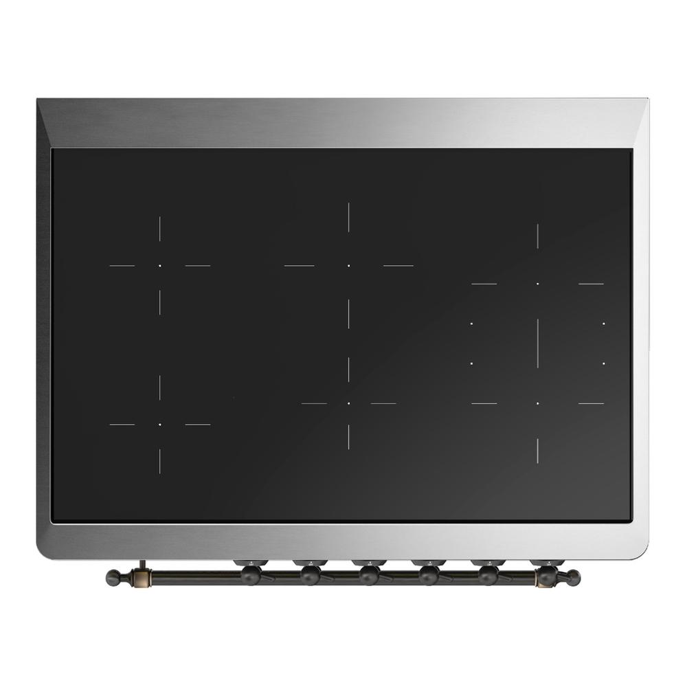 Ilve UMIB36NR3BGB Ilve Umib36Nr3Bgb Majestic Iii 36 Inch Induction Range With 6 Elements, 3.5 Cu. Ft. Total Oven Capacity (Triple Glass Door, Blue Grey, Burnished)