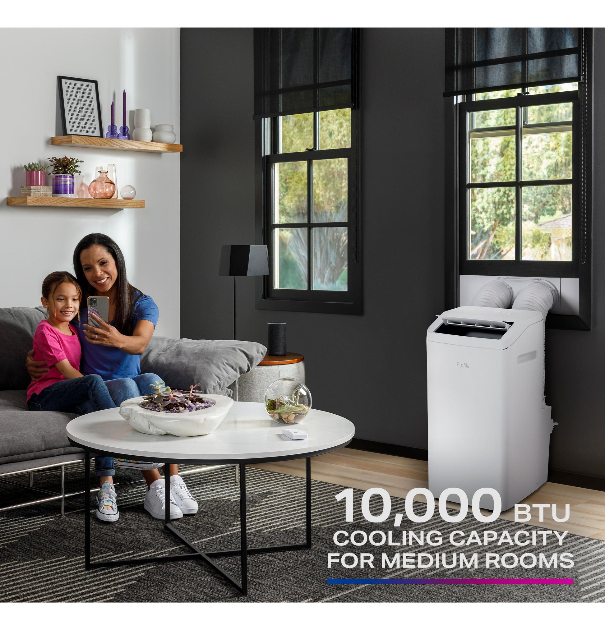 Ge Appliances PPHV10WWF Ge Profile® 10,000 Btu Dual-Hose, Inverter Portable Air Conditioner With Dehumidifier And Remote, White