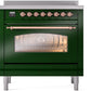 Ilve UPI366NMPEGP Nostalgie Ii 36 Inch Electric Freestanding Range In Emerald Green With Copper Trim