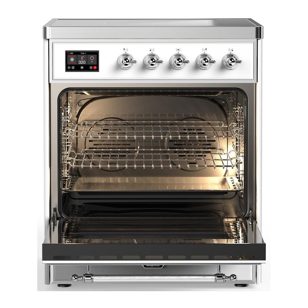 Ilve UMIB30QNR3WHC Ilve Umib30Qnr3Whc Majestic Iii 30 Inch Induction Range With 4 Elements, 4 Cu. Ft. Oven Capacity (Solid Door, White, Chrome)
