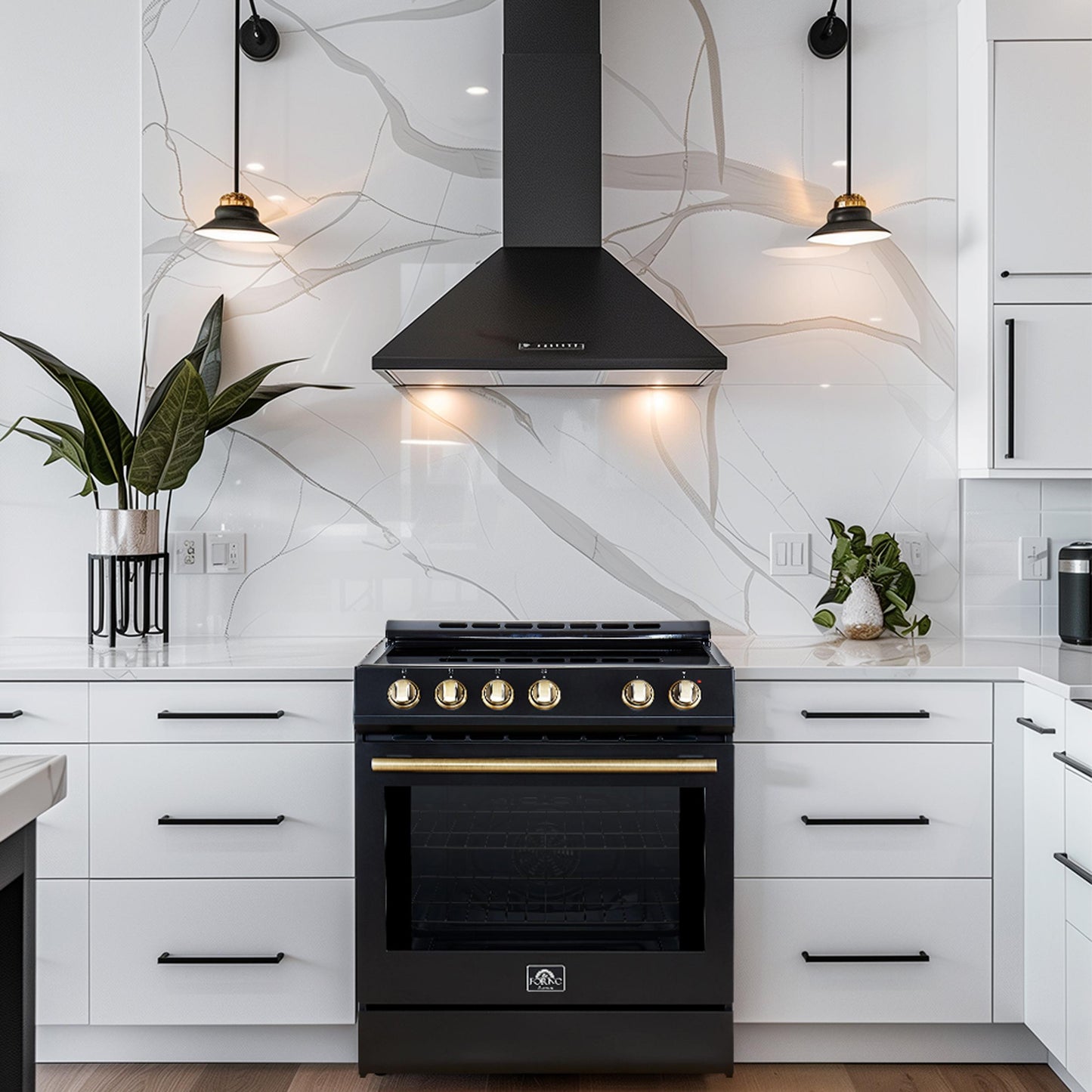 Forno FFSEL601230BLK Forno Leonardo Espresso 30-Inch Black Electric Range, True Convection, Energy Efficient