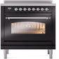 Ilve UPI366NMPBKC Nostalgie Ii 36 Inch Electric Freestanding Range In Glossy Black With Chrome Trim