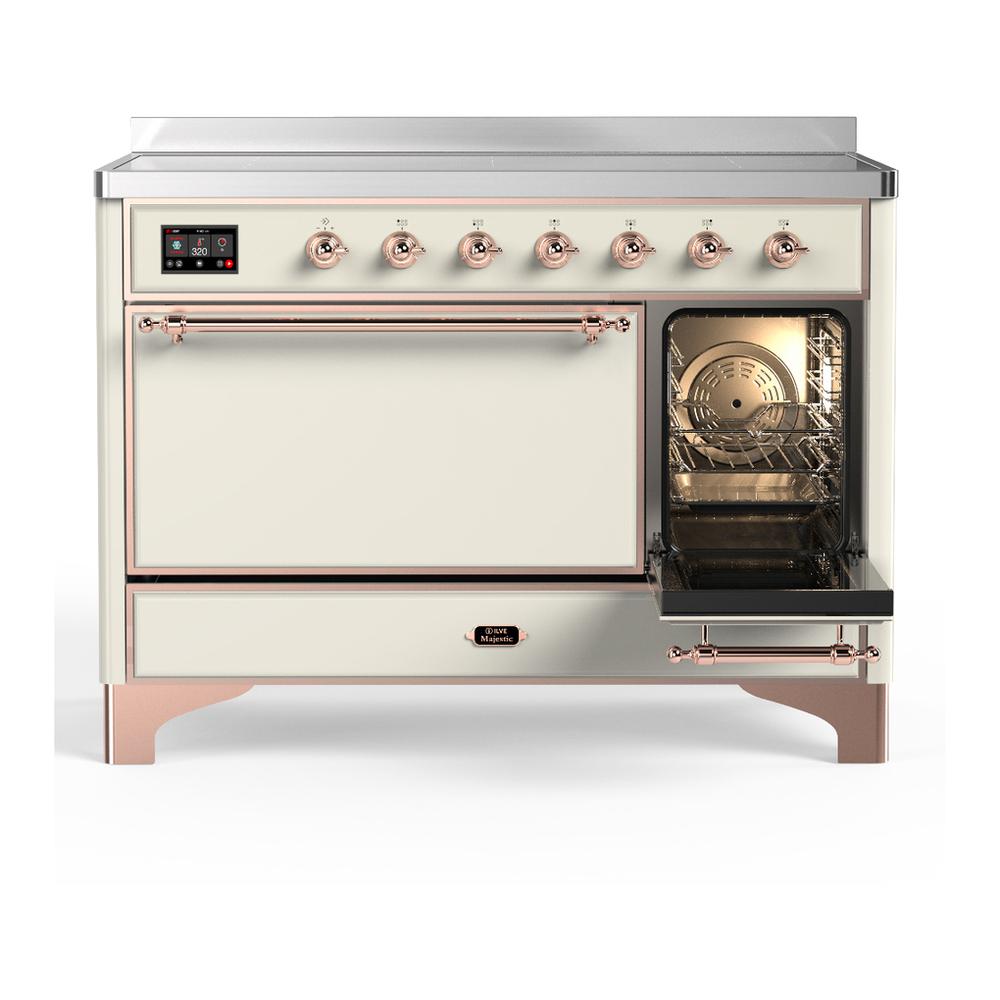 Ilve UMIB48QNR3AWP Ilve Umib48Qnr3Awp Majestic Iii 48 Inch Induction Range With 6 Elements, 5.02 Cu. Ft. Total Oven Capacity (Solid Door, Antique White, Copper)