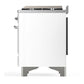 Ilve UM60FQNR3WHCLP Ilve Um60Fqnr3Whclp Majestic Iii 60 Inch Dual Fuel Range With 9 Burners And Griddle, Dual Function Burner Up To 25,000 Btu (Liquid Propane, Solid Door, White, Chrome)