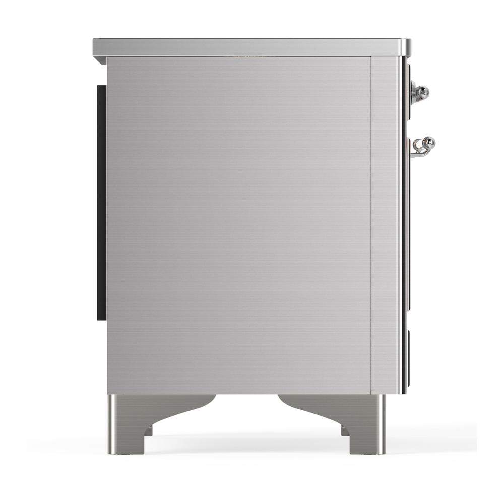 Ilve UMDIB40QNR3SSC Ilve Umdib40Qnr3Ssc Majestic Iii 40 Inch Induction Range With 6 Elements, 3.82 Cu. Ft. Total Oven Capacity (Solid Door, Stainless Steel, Chrome)