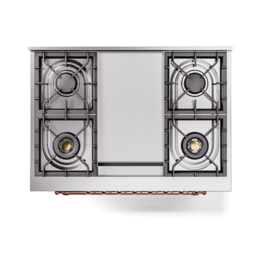 Ilve UN36FNMPBKPLP Ilve Un36Fnmpbkplp Nostalgie Ii Noblesse 36" Dual Fuel Range (Liquid Propane, Triple Glass Door, Glossy Black, Copper)