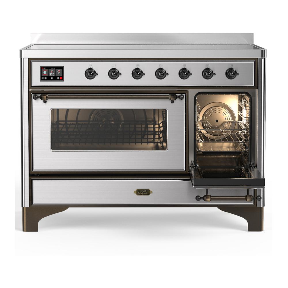 Ilve UMIB48NR3SSB Ilve Umib48Nr3Ssb Majestic Iii 48 Inch Induction Range With 6 Elements, 5.02 Cu. Ft. Total Oven Capacity (Triple Glass Door, Stainless Steel, Burnished)