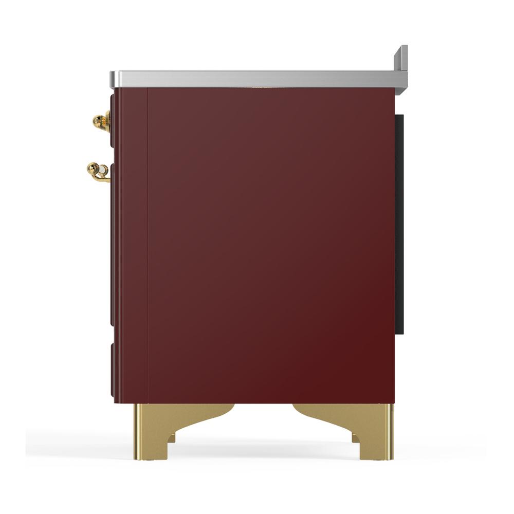 Ilve UMIB48QNR3BUG Ilve Umib48Qnr3Bug Majestic Iii 48 Inch Induction Range With 6 Elements, 5.02 Cu. Ft. Total Oven Capacity (Solid Door, Burgundy, Brass)