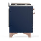 Ilve UM60FNR3MBPLP Ilve Um60Fnr3Mbplp Majestic Iii 60 Inch Dual Fuel Range With 9 Burners And Griddle, Dual Function Burner Up To 25,000 Btu (Liquid Propane, Triple Glass Door, Midnight Blue, Copper)