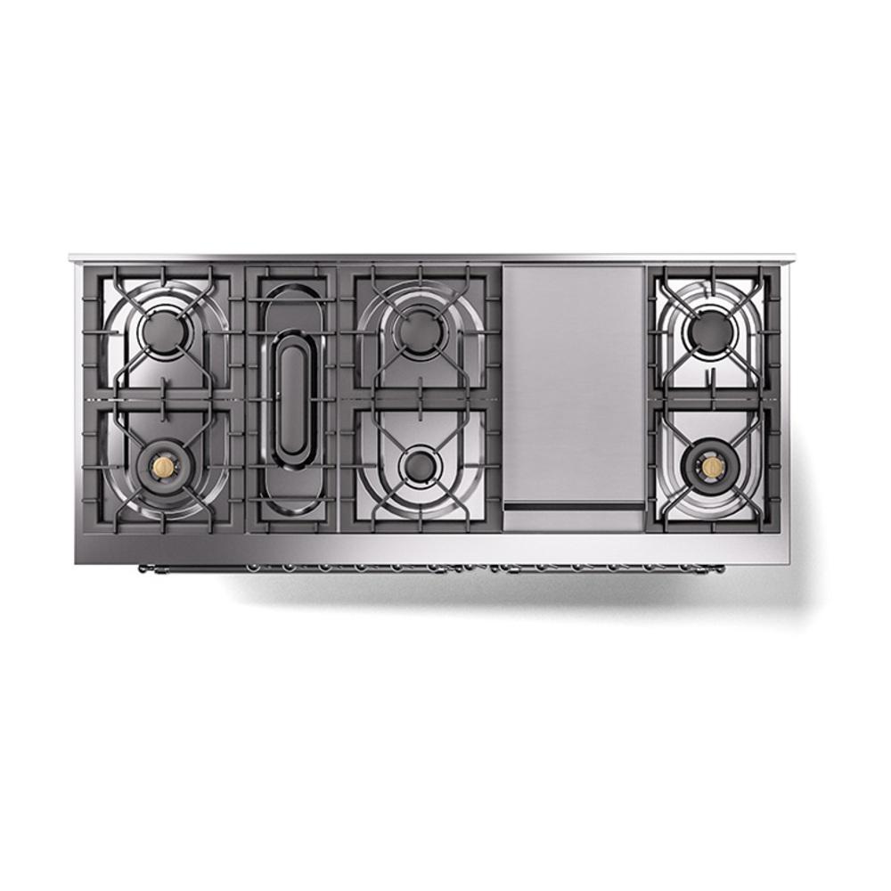 Ilve UN60FQNMPBKC Ilve Un60Fqnmpbkc Nostalgie Ii Noblesse 60" Dual Fuel Range (9 Sealed Burners + Griddle, Natural Gas, Solid Door, Glossy Black, Chrome)