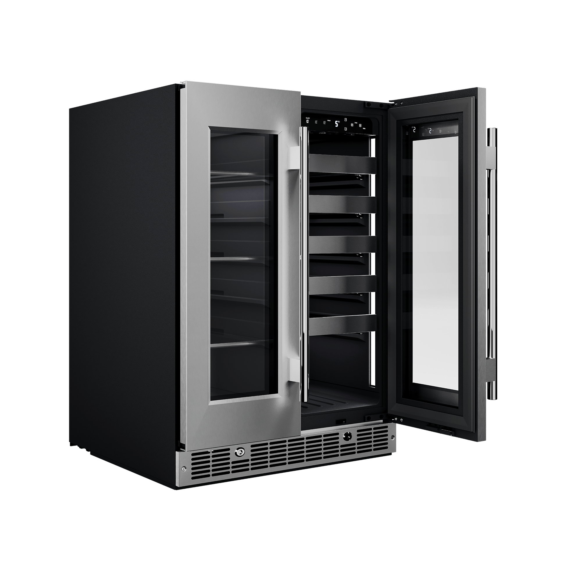 Element Appliance EFB24DES Cellara By Element 24 In., 27 Bottle And 45 Can Dual Zone French Door Wine And Beverage Cooler - Efb24Des