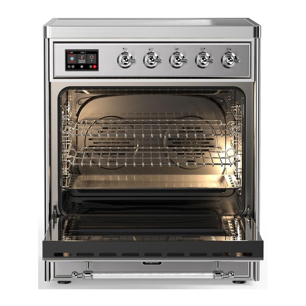 Ilve UMIB30QNR3SSC Ilve Umib30Qnr3Ssc Majestic Iii 30 Inch Induction Range With 4 Elements, 4 Cu. Ft. Oven Capacity (Solid Door, Stainless Steel, Chrome)