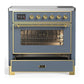 Ilve UMIB36NR3BGG Ilve Umib36Nr3Bgg Majestic Iii 36 Inch Induction Range With 6 Elements, 3.5 Cu. Ft. Total Oven Capacity (Triple Glass Door, Blue Grey, Brass)