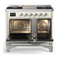 Ilve UMD40FNR3AWC Ilve Umd40Fnr3Awc Majestic Iii 40 Inch Dual Fuel Range With 6 Burners And Griddle, Dual Function Burner Up To 25,000 Btu (Natural Gas, Triple Glass Door, Antique White, Chrome)