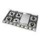 Ilve UHCP1265FNSSB Ilve Uhcp1265Fnssb Nostalgie Ii 48 Inch Gas Cooktop With 8 Burners, Griddle, In Stainless Steel (Natural Gas, Burnished)